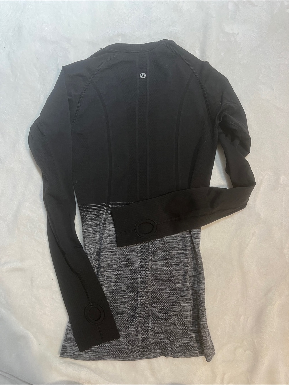 lululemon athletica Black and Gray Long Sleeve Seamless Top
